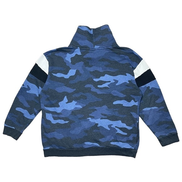 Pink Victorias Secret Sweatshirt Large Blue Camo Sherpa Funnel Neck Pullover - Picture 7 of 13